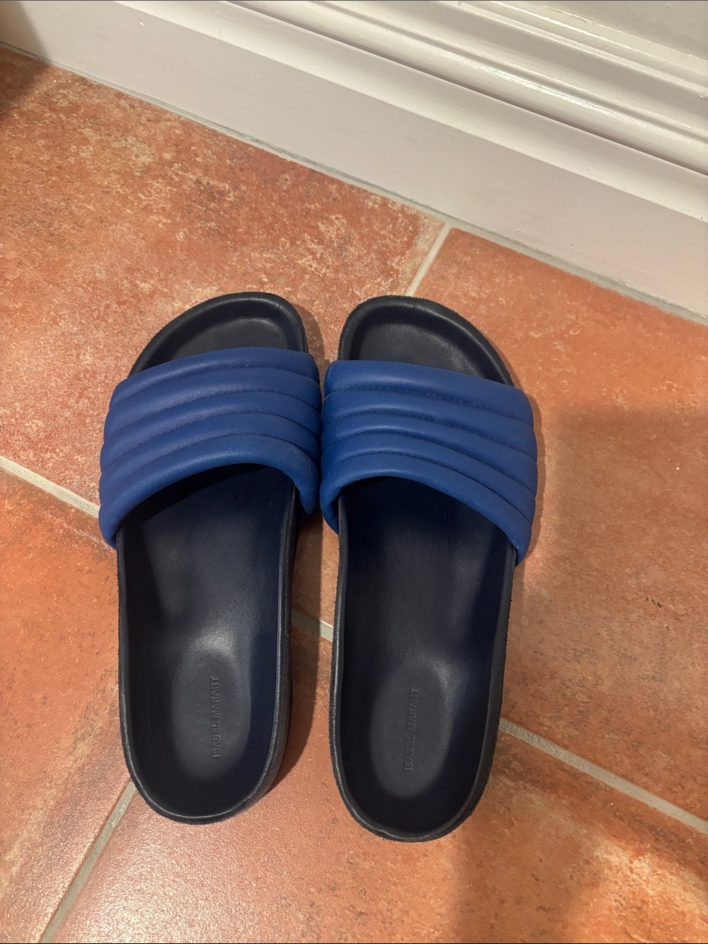 Isabel Marant Blue Quilted Slide Sandals